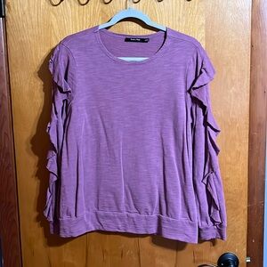 Boutique brand sweatshirt with ruffle sleeves. Mauve colored